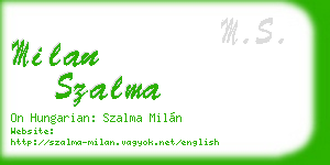 milan szalma business card